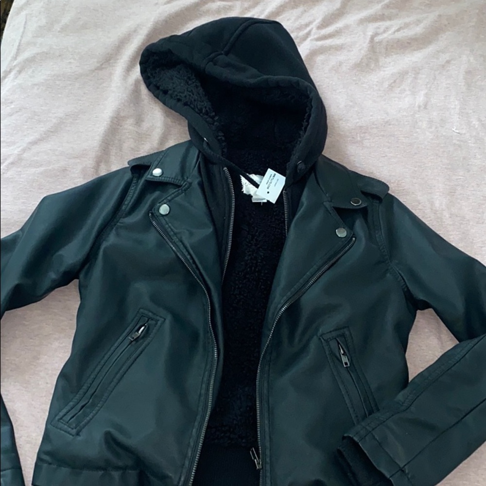 Black Fake Leather Jacket